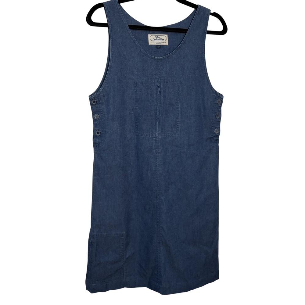 Tilley Endurables Blue Denim Pinafore Jumper Dress Tencel Blend Size S Canada